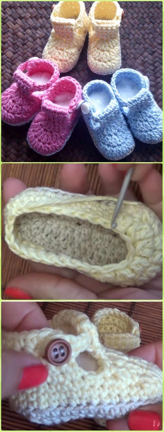 Crochet Classic Buttoned Baby Booties Free Pattern Video -Crochet Ankle High Baby Booties Free Patterns 