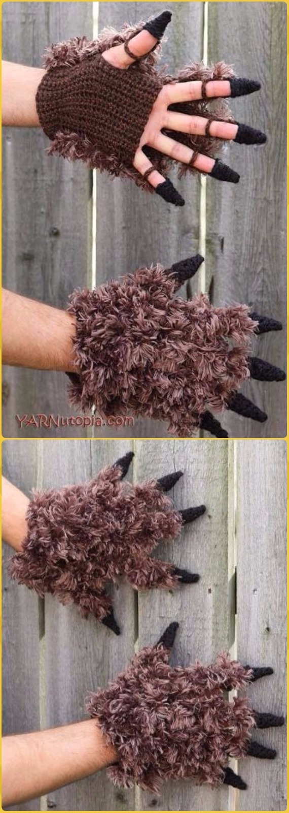 Crochet Beast Costume Gloves Free Pattern - Crochet Arm Warmer Free Patterns 