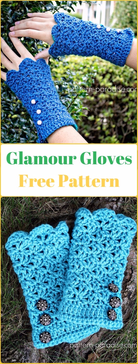 Crochet Glamour Gloves Free Pattern - Crochet Arm Warmer Free Patterns 