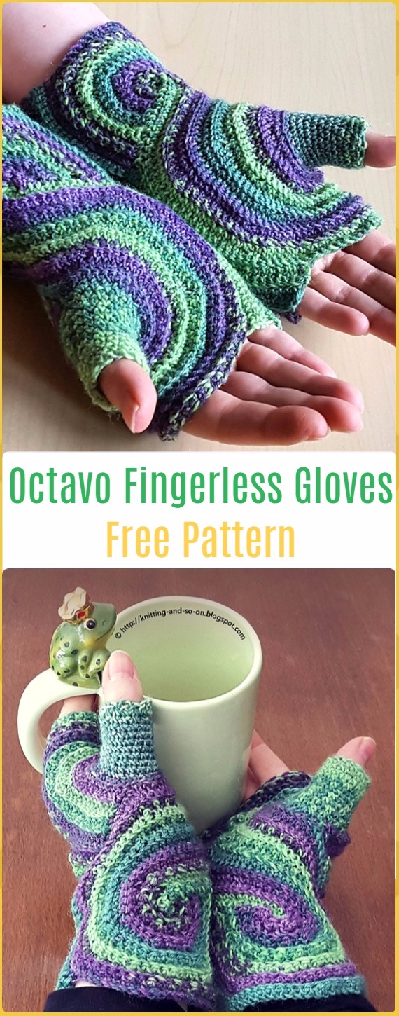 Crochet Octavo Fingerless Gloves Free Pattern - Crochet Arm Warmer Free Patterns 