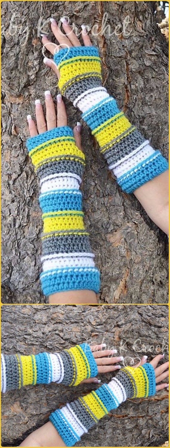 Crochet Punky’s Arm Warmers Free Pattern - Crochet Arm Warmer Free Patterns 
