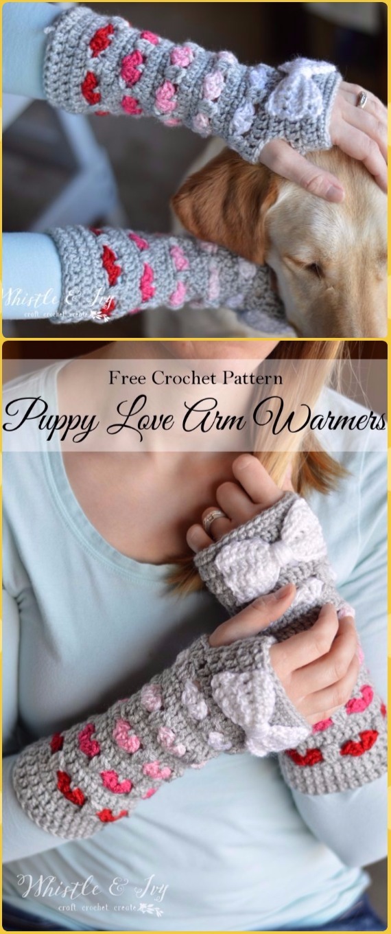 Crochet Puppy Love Arm Warmers Free Pattern - Crochet Arm Warmer Free Patterns 