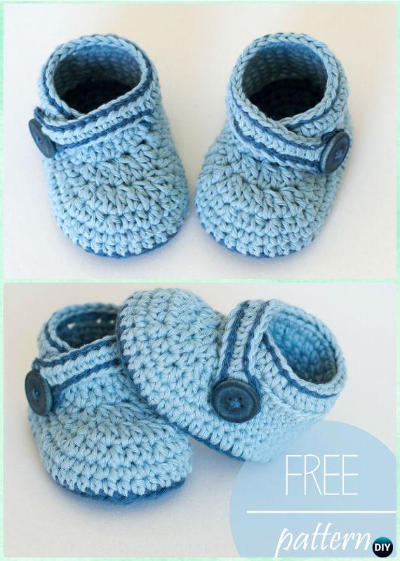 Crochet Blue Whale Button Buckle Baby Booties Free Pattern - Crochet Baby Booties Slippers Free Pattern