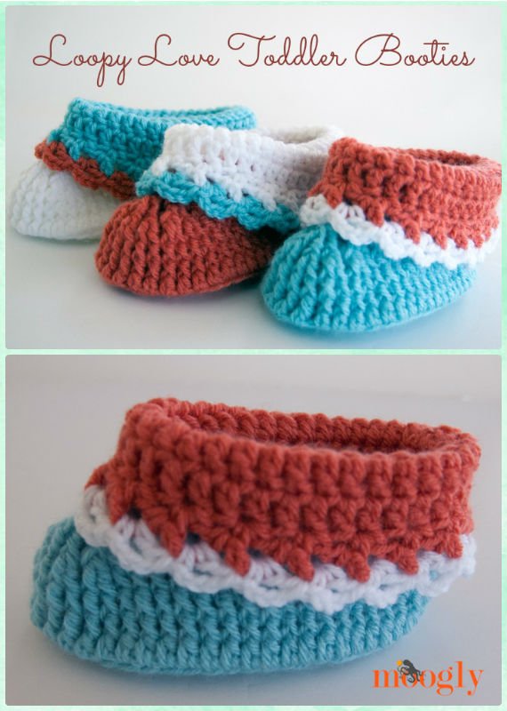 Crochet Loopy Love Toddler Booties Free Pattern - Crochet Baby Booties Slippers Free Pattern