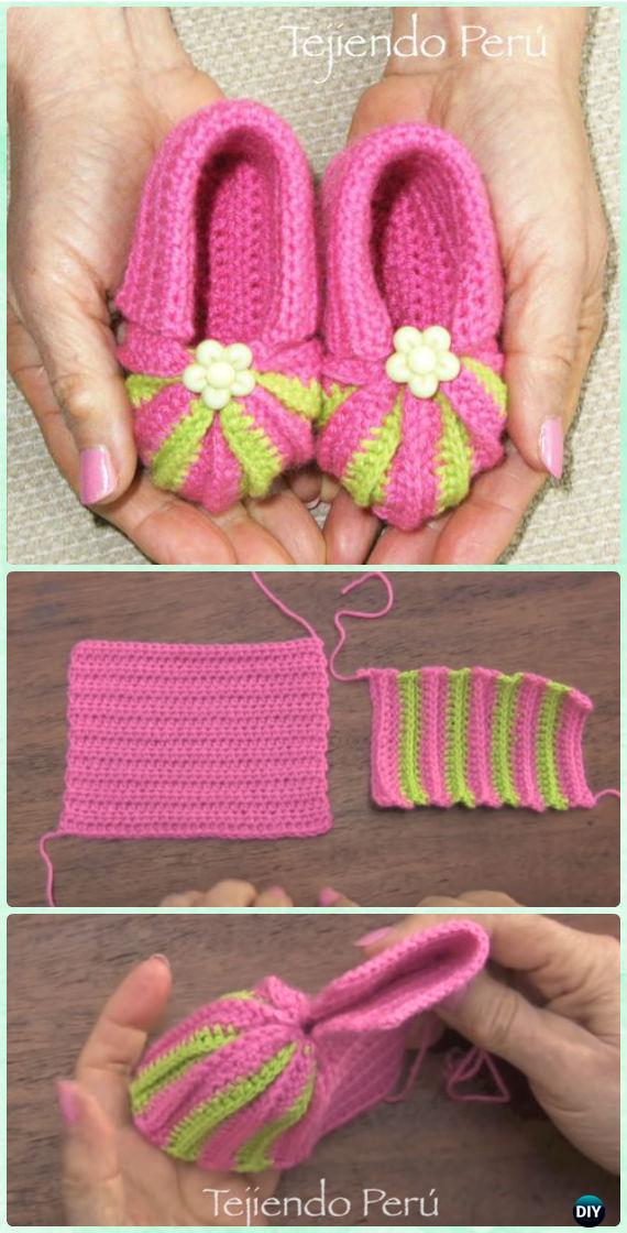 Crochet Accordion Pointed Baby Booties Free Pattern Video -Crochet Baby Booties Slippers Free Pattern 