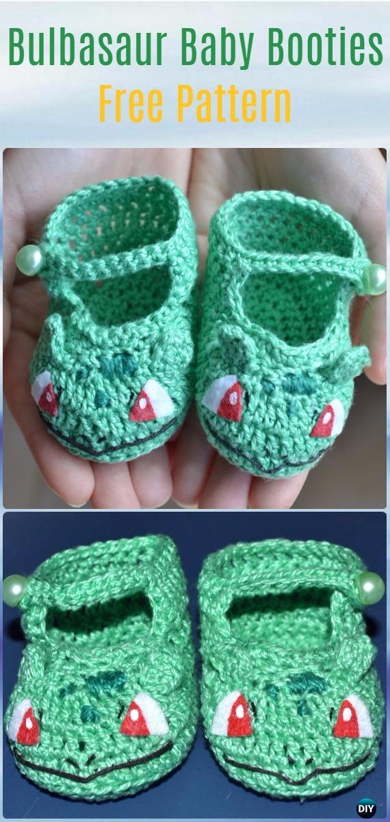 Crochet Bulbasaur Baby Booties Free Pattern - Crochet Baby Booties Slippers Free Patterns