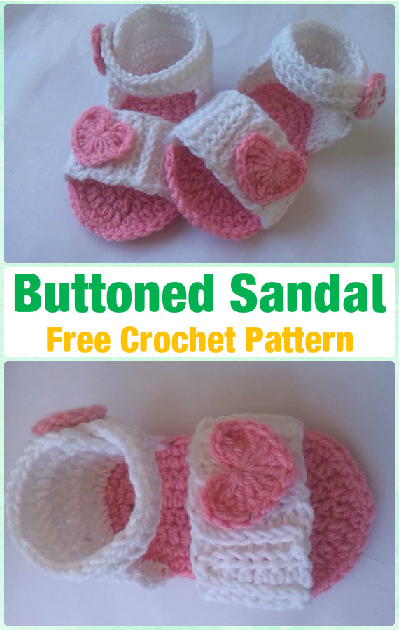 Crochet Baby Buttoned Sandal Free Pattern - Crochet Baby Flip Flop Sandals [FREE Patterns] 