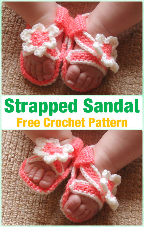 Crochet Baby Girl Strapped Sandal Free Pattern - Crochet Baby Flip Flop Sandals [FREE Patterns] 