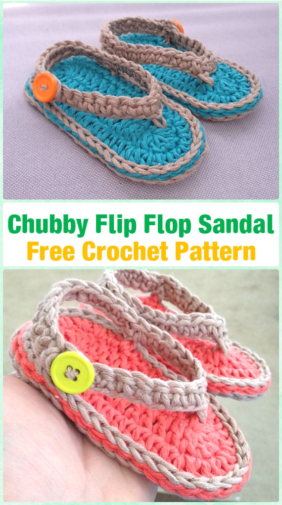 Chubby Baby Flip-Flop Sandals Free Pattern - Crochet Baby Flip Flop Sandals [FREE Patterns] 