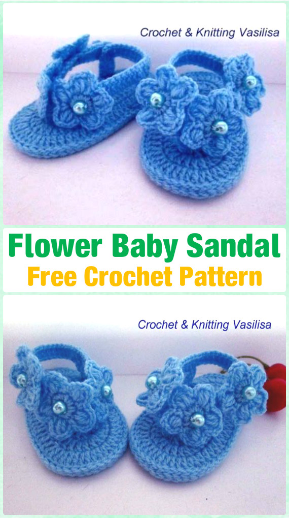 Crochet Flower Baby Sandals Free Pattern Video - Crochet Baby Flip Flop Sandals [FREE Patterns] 
