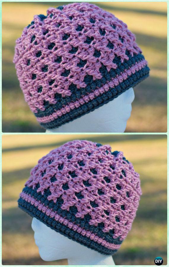 Crochet X Stitch Roses’s Crossing Beanie Free Pattern -Crochet Beanie Hat Free Patterns