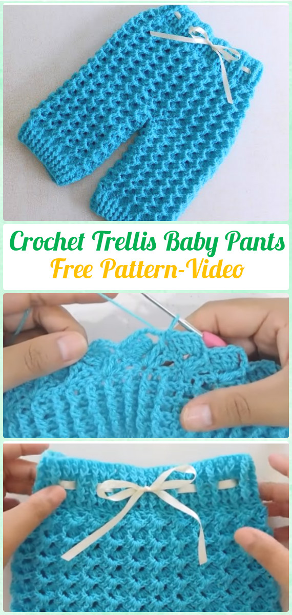 Crochet Trellis Baby Pants Free Pattern Video - Crochet Baby Pants Free Patterns 