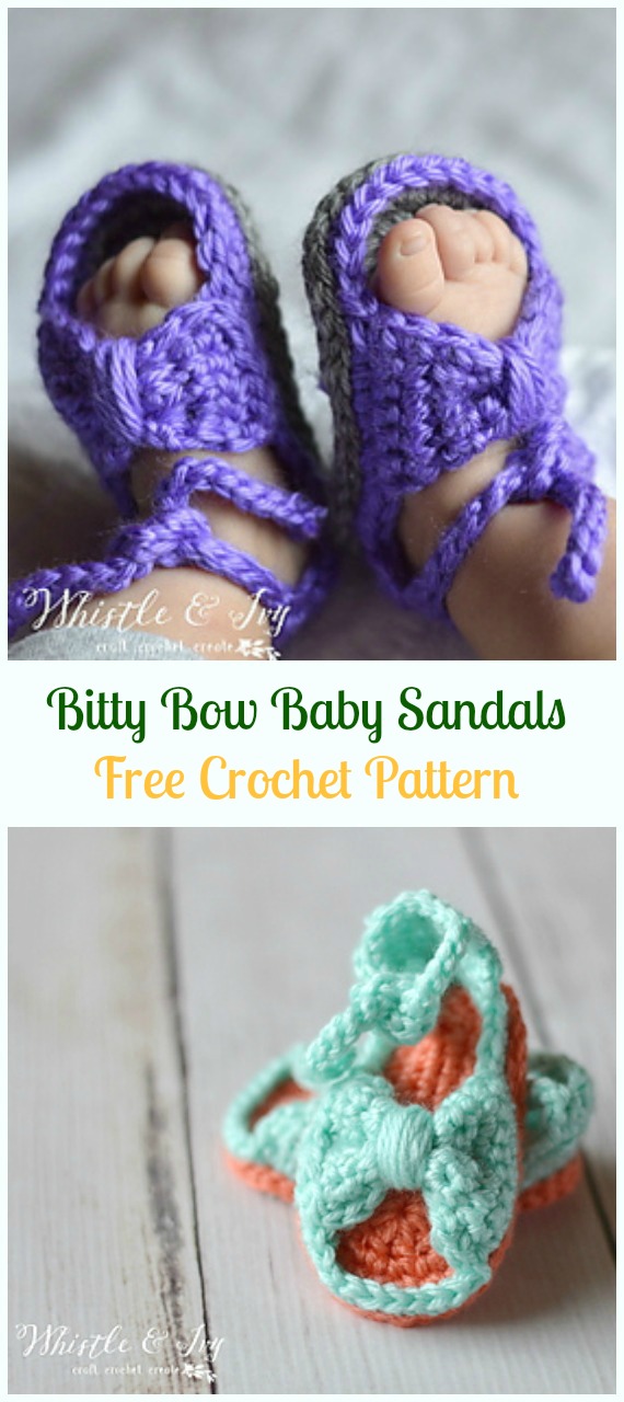 Crochet Bitty Bow Baby Sandals Free Pattern-Crochet Baby Sandals Free Patterns