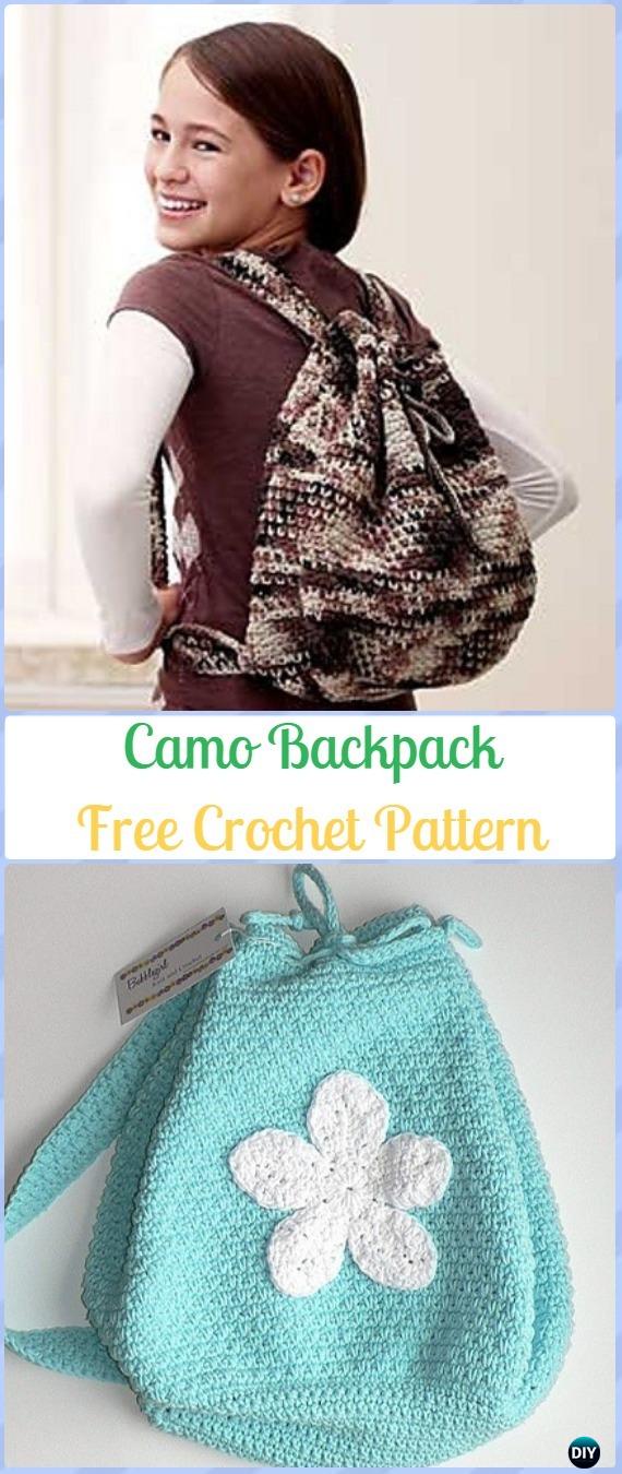Crochet Camo Backpack Free Pattern -Crochet Backpack Free Patterns Adult Version