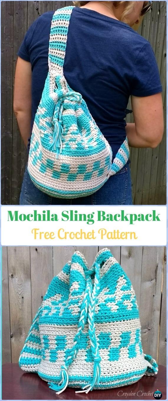 Crochet Mochila Sling Backpack Free Pattern -Crochet Backpack Free Patterns Adult Version