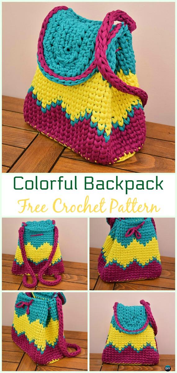 Crochet Colorful Backpack Free Pattern Video - #Crochet; #Backpack; Free Patterns Adult Version