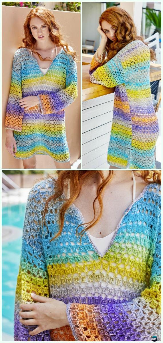 Crochet Orient Beach Tunic Free Pattern - #Crochet #Beach Cover Up Free Patterns