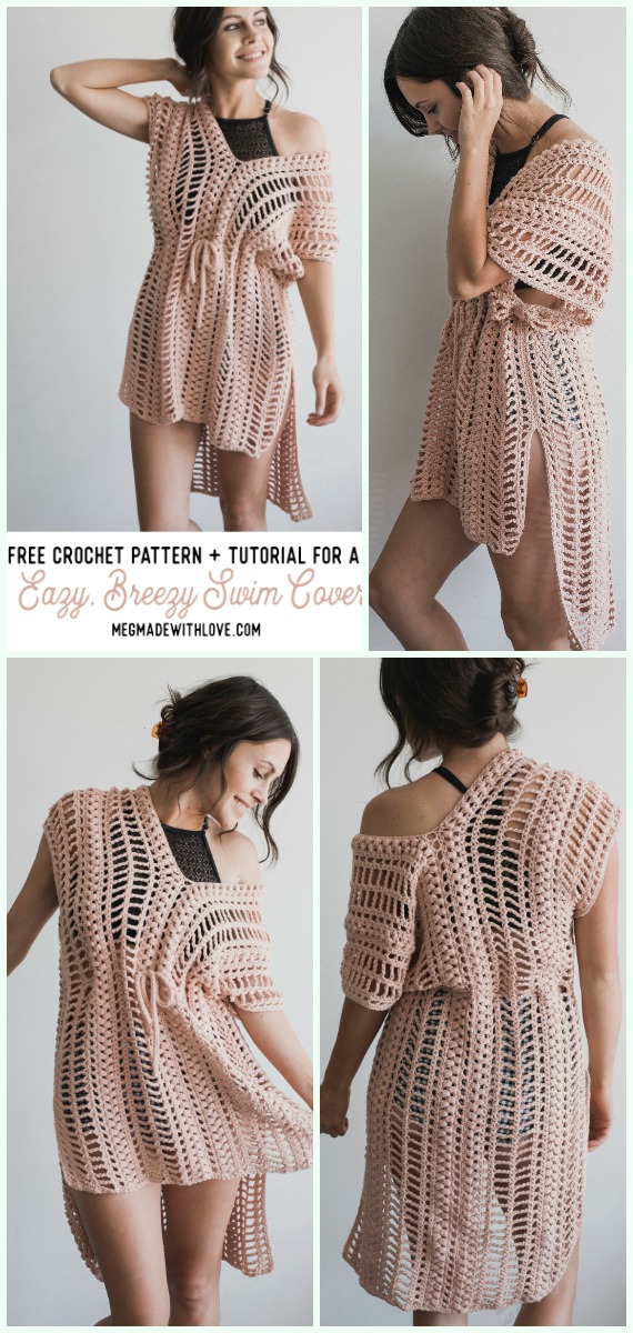Easy Breezy Swim Cover Crochet Free Pattern -  #Crochet; Beach Cover Up Free Patterns