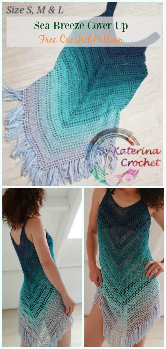 Sea Breeze Cover Up Crochet Free Pattern -  #Crochet; Beach Cover Up Free Patterns