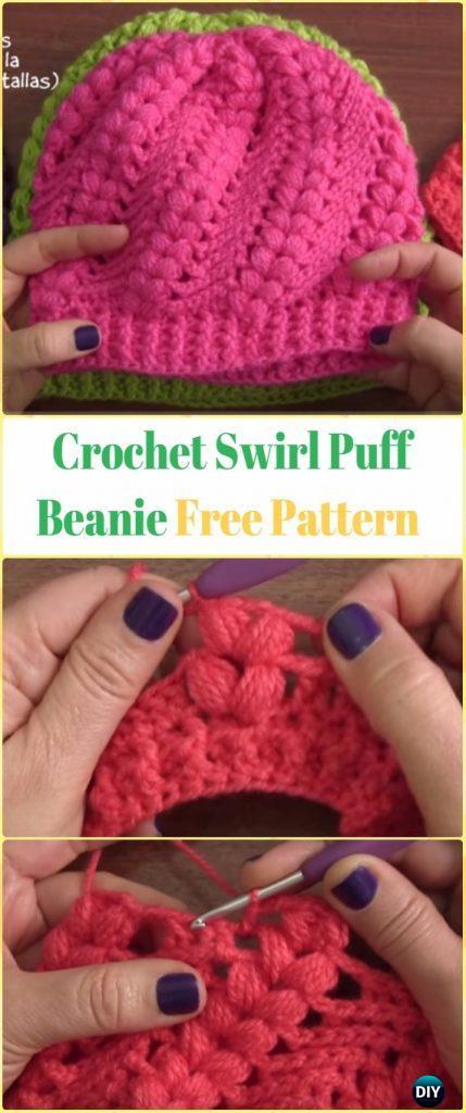 Crochet Swirl Puff Beanie Video - Crochet Beanie Hat Free Patterns 