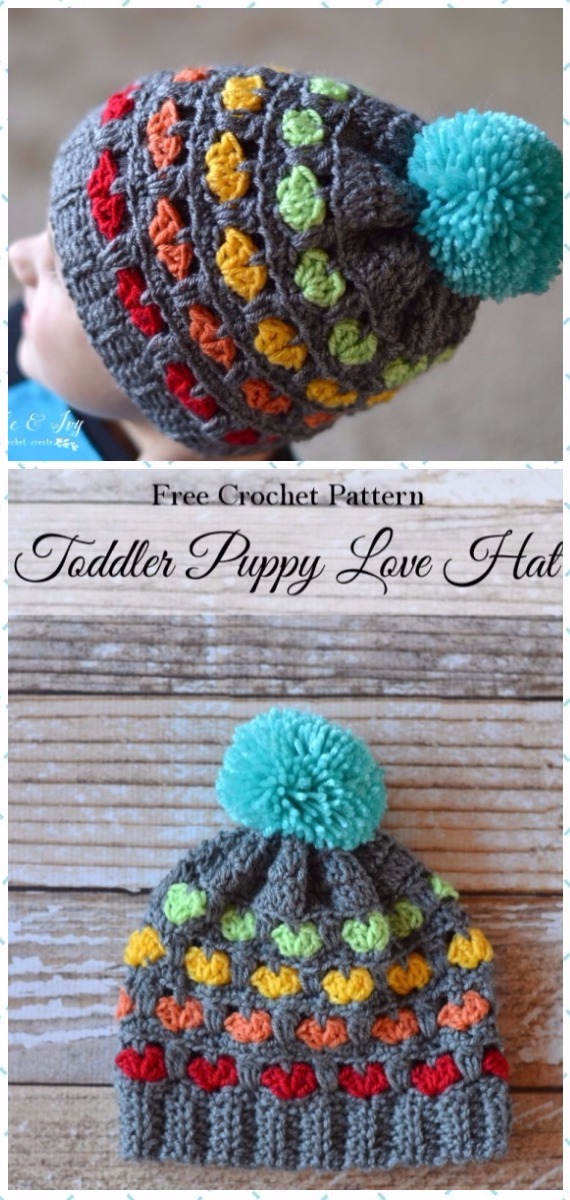 Crochet Toddler Puppy Love Hat Free Pattern - Crochet Beanie Hat Free Patterns 
