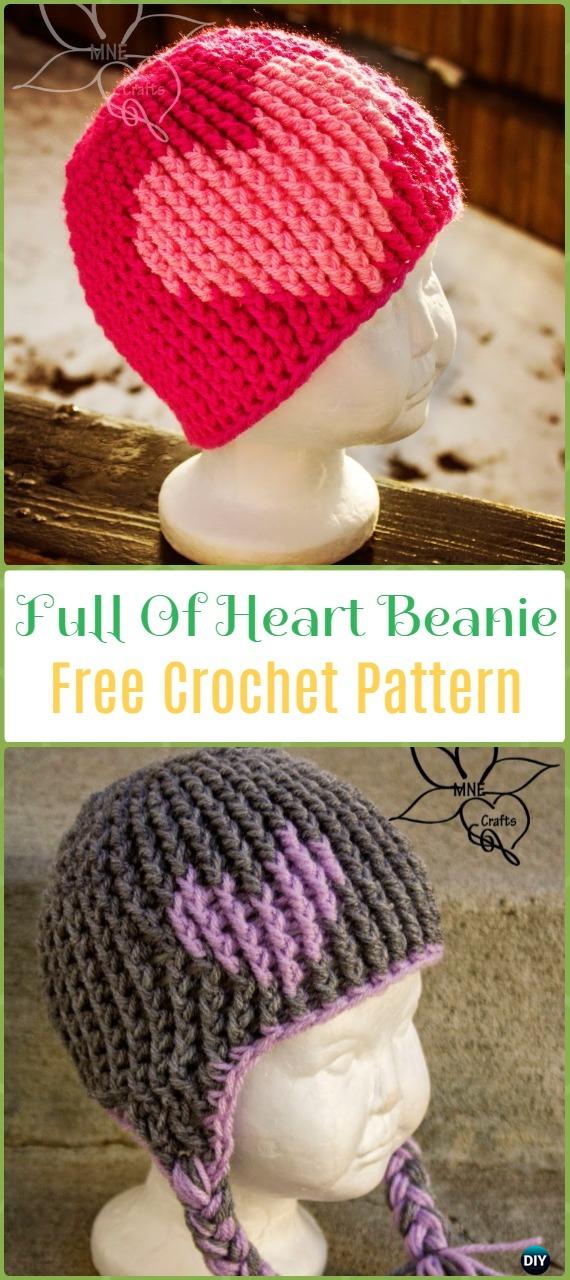 Crochet Emy's Full of Love Beanie Hat Free Pattern - Crochet Beanie Hat Free Patterns 