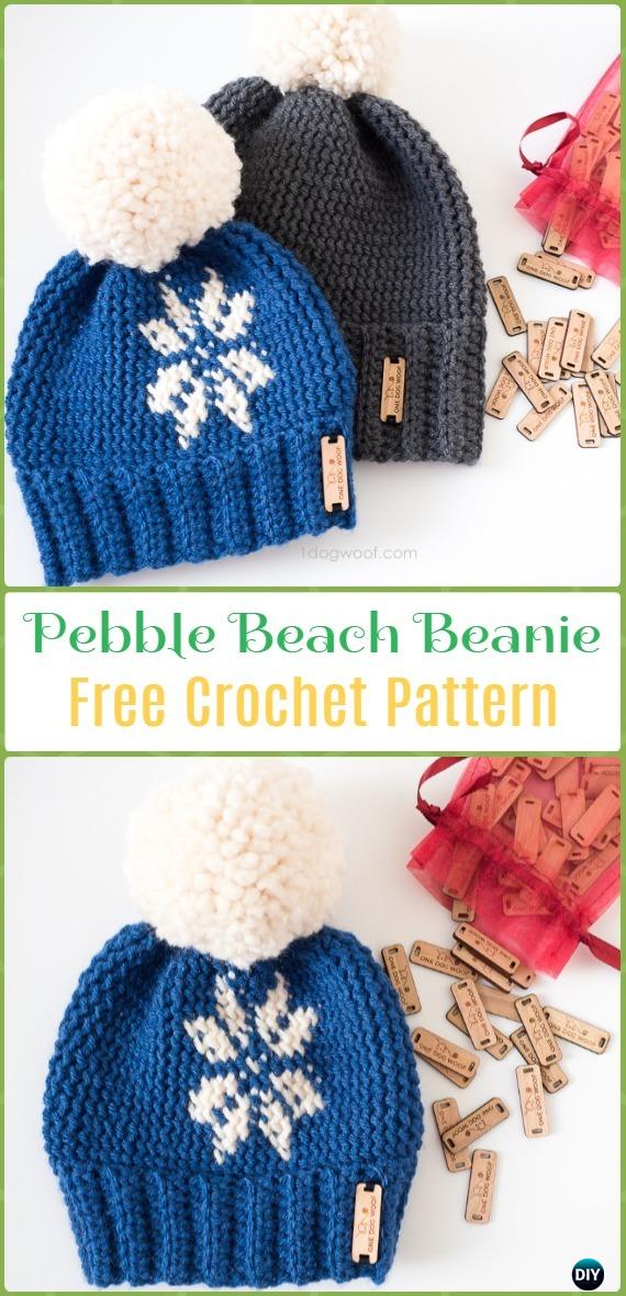 Crochet Pebble Beach Beanie Hat Free Pattern - Crochet Beanie Hat Free Patterns 