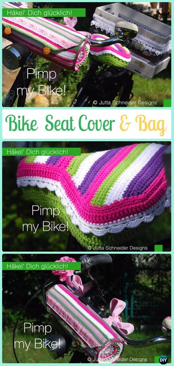 Crochet Bike Seat Cover and Bag Idea - Crochet Bicycle Fashion Patterns