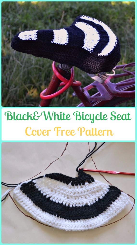 Crochet Black&White Bicycle Seat Cover Free Patterns - Crochet Bicycle Fashion Patterns