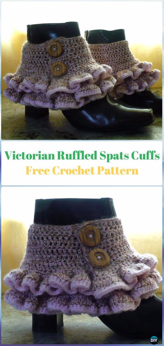 Crochet Victorian/Steampunk Ruffled Spats Cuffs Free Pattern - Crochet Boot Cuffs Free Patterns