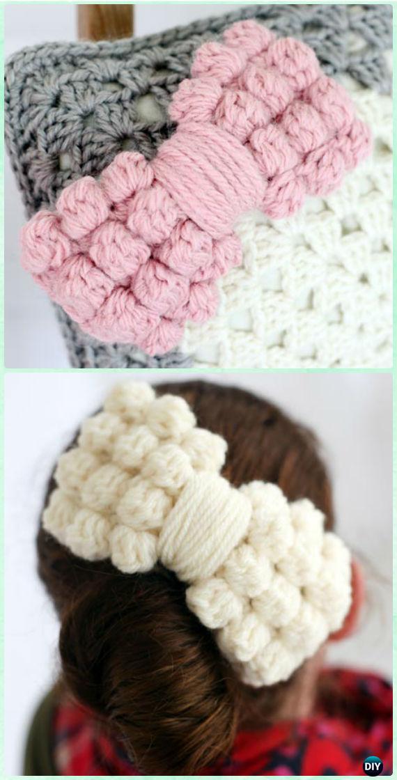 Crochet Bobble Bow Free Pattern - Crochet Bow Free Patterns