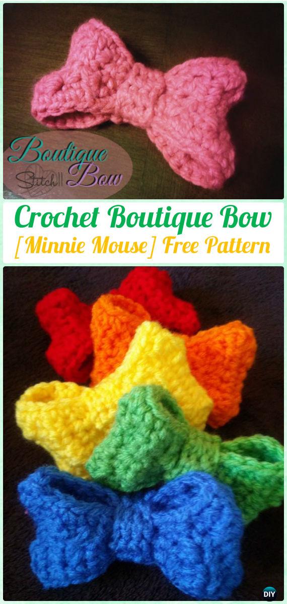Crochet Boutique Bow [Minnie Mouse] Free Pattern - Crochet Bow Free Patterns
