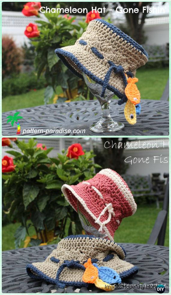 Crochet Chameleon Hat Free Pattern - Crochet Boys Sun Hat Free Patterns