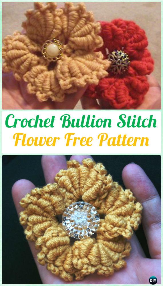 Crochet Bullion Stitch Flower Free Pattern - Crochet Bullion Stitch Free Patterns