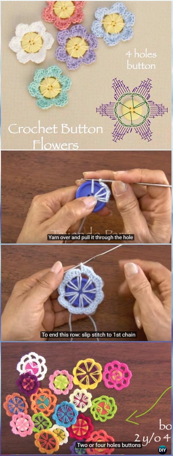 Crochet Button Flower Free Pattern Chart[Video]