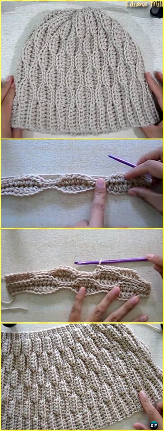 Crochet Textured Wave Stitch Hat Free Pattern Video - Crochet Cable Hat Free Patterns