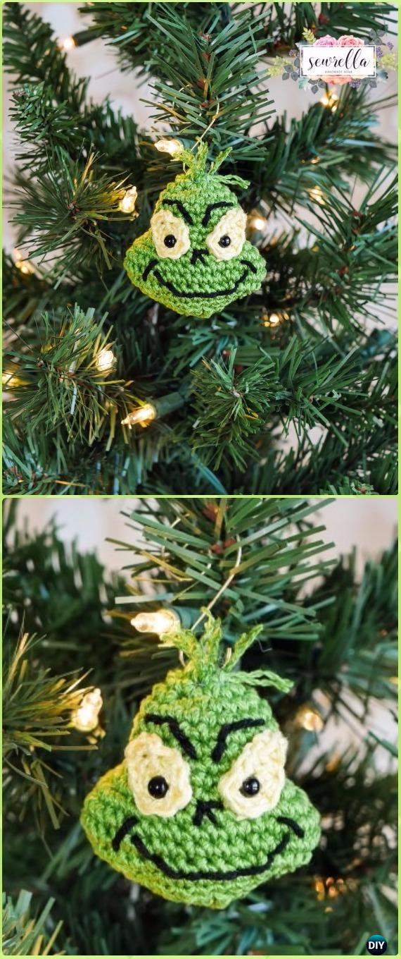 Amigurumi Grinch Inspired Ornament Crochet Free Pattern - DIY #Crochet; #Christmas; #Ornament; Free Patterns