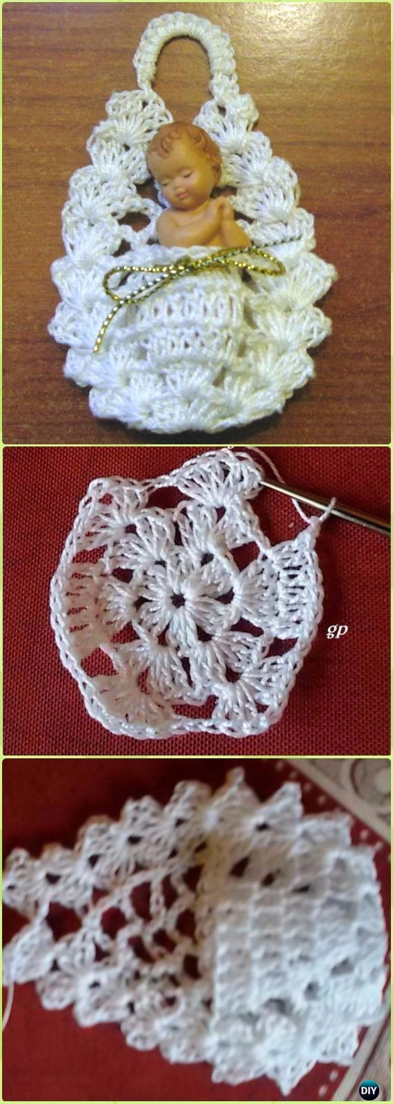 Crochet Mini Cradle Ornament Free Pattern - Crochet Christmas Ornament Free Patterns