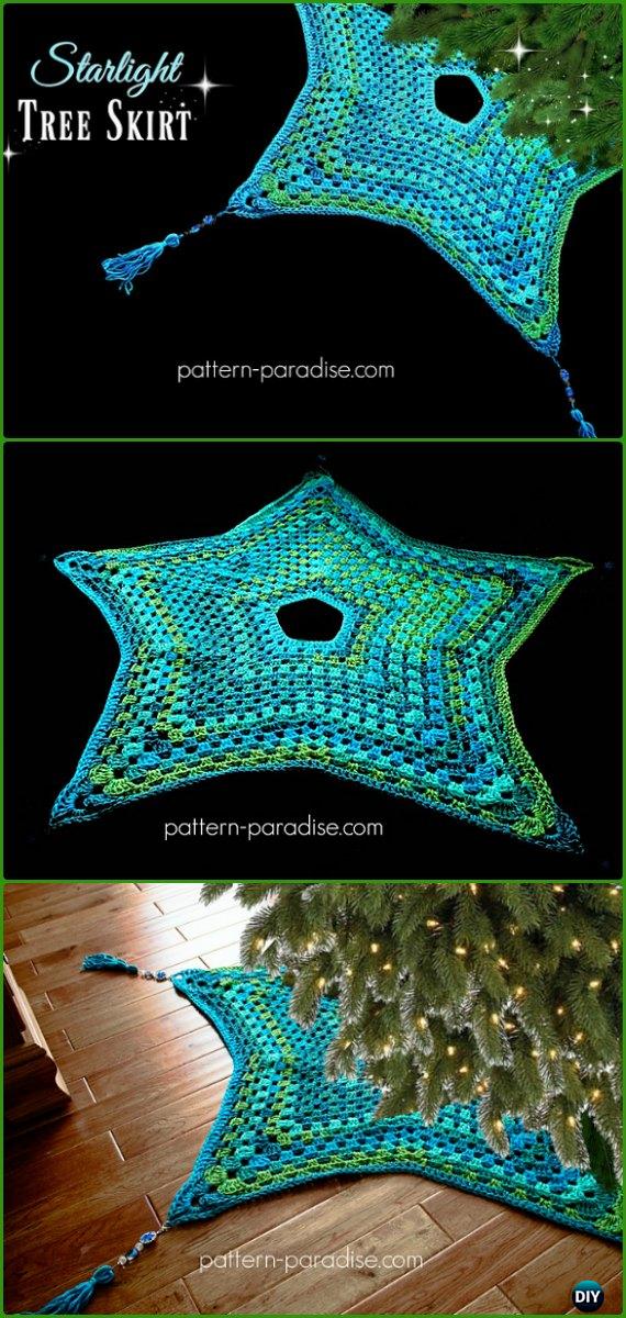 Crochet Starlight Christmas Tree Skirt Free Pattern - Crochet Christmas Tree Skirt Free Patterns