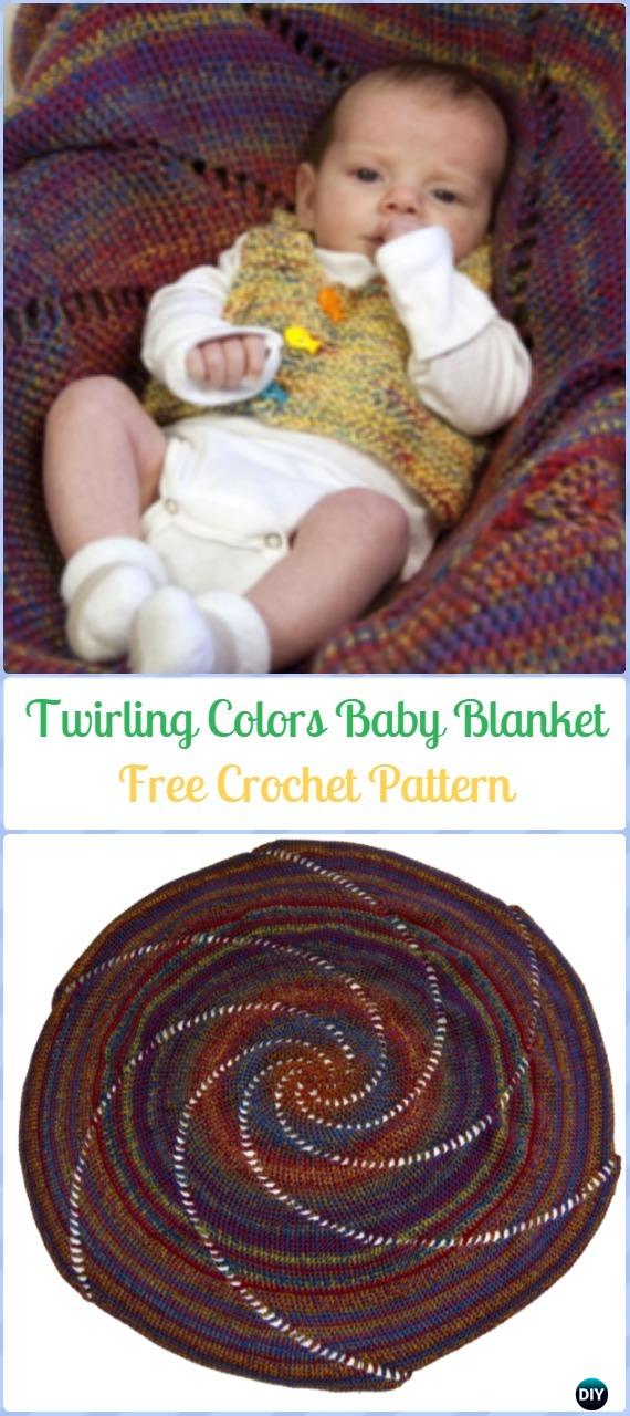 Crochet Round Twirling Colors Baby Blanket Free Pattern-Crochet Circle Blanket Free Patterns