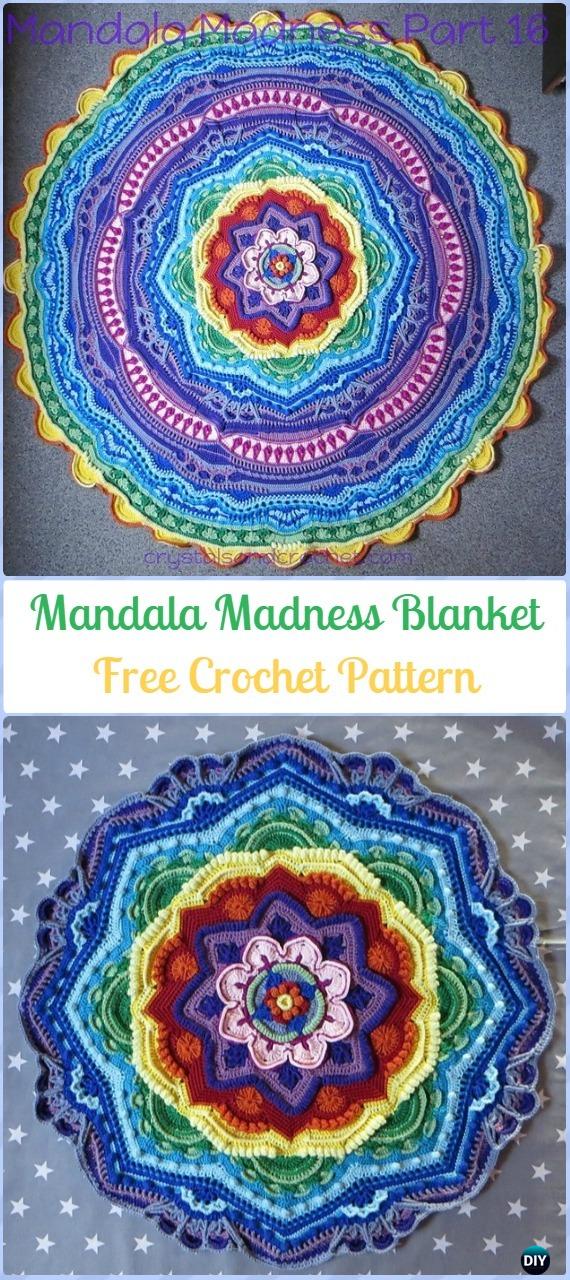 Crochet Mandala Madness Free Pattern-Crochet Circle Blanket Free Patterns