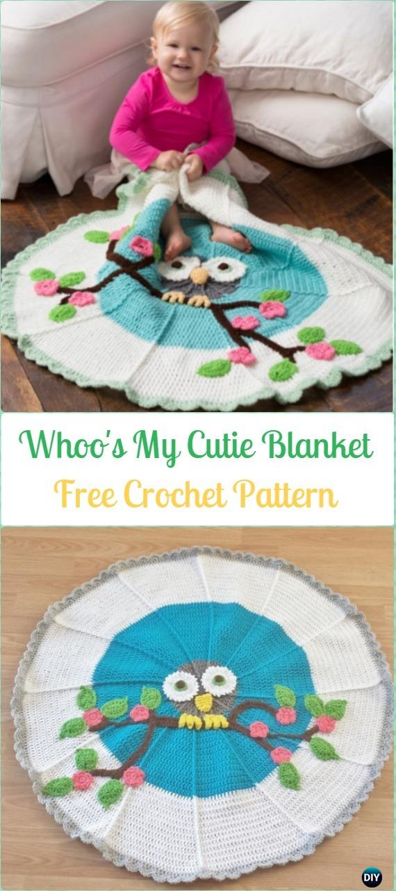 Crochet Whoo's My Cutie Blanket Free Pattern-Crochet Circle Blanket Free Patterns