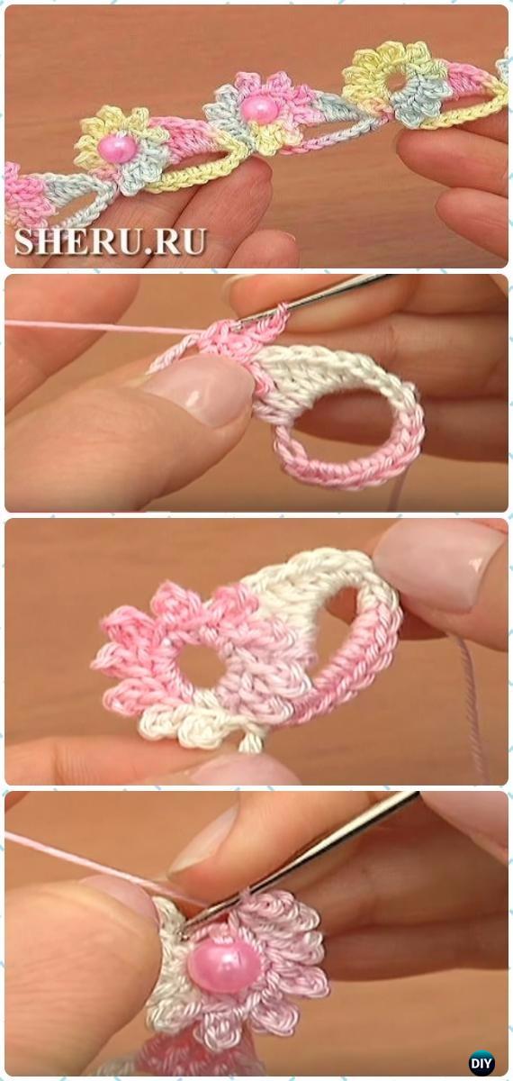 Crochet Bead Flower Cord Free Pattern [Video] -Crochet Cord Free Patterns 