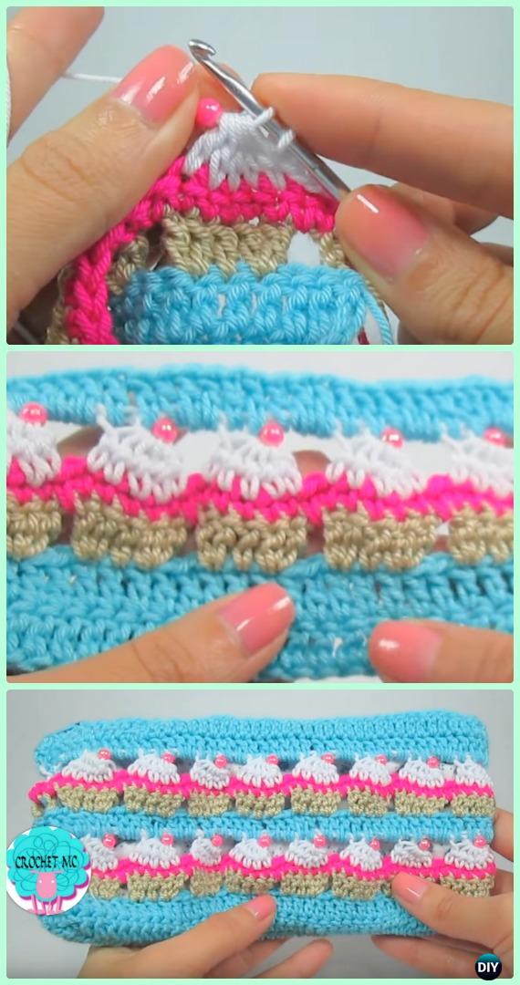 Crochet Cupcake Purse Free Pattern [Video] - Crochet Cupcake Stitch Free Pattern [Video] 