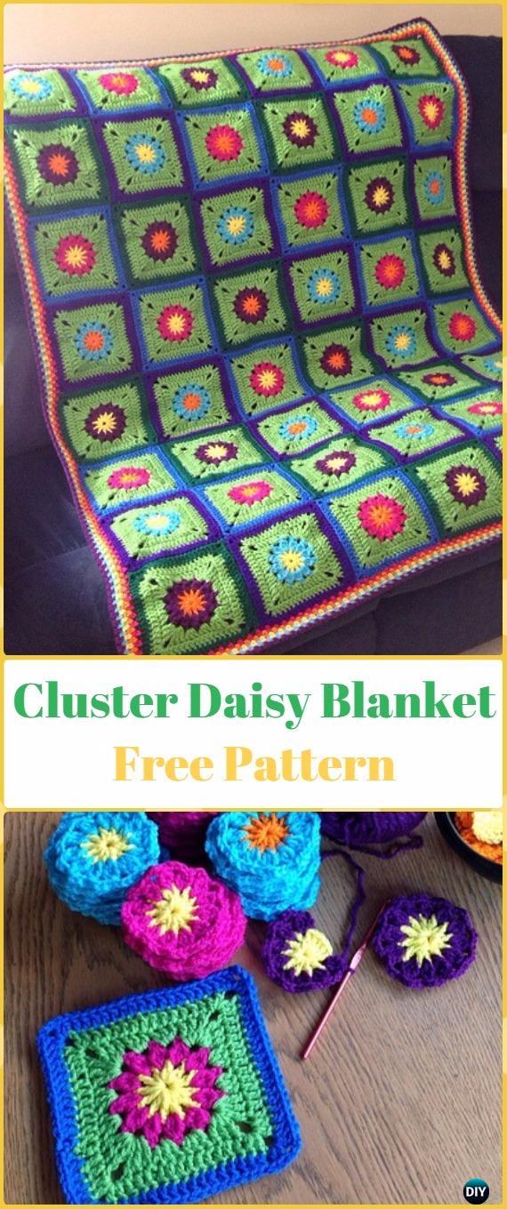 Crochet Cluster Daisy Blanket Free Pattern - Crochet Daisy Flower Blanket Free Patterns 