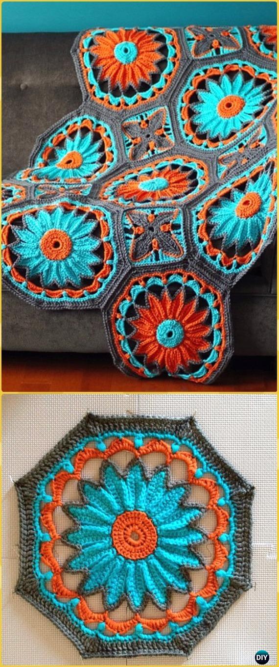 Crochet Octagon Daisy Afghan Paid Pattern - Crochet Daisy Flower Blanket Free Patterns 