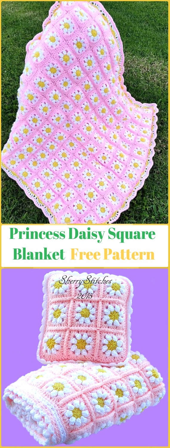 Crochet Princess Daisy's Flower Blanket Free Pattern - Crochet Daisy Flower Blanket Free Patterns 