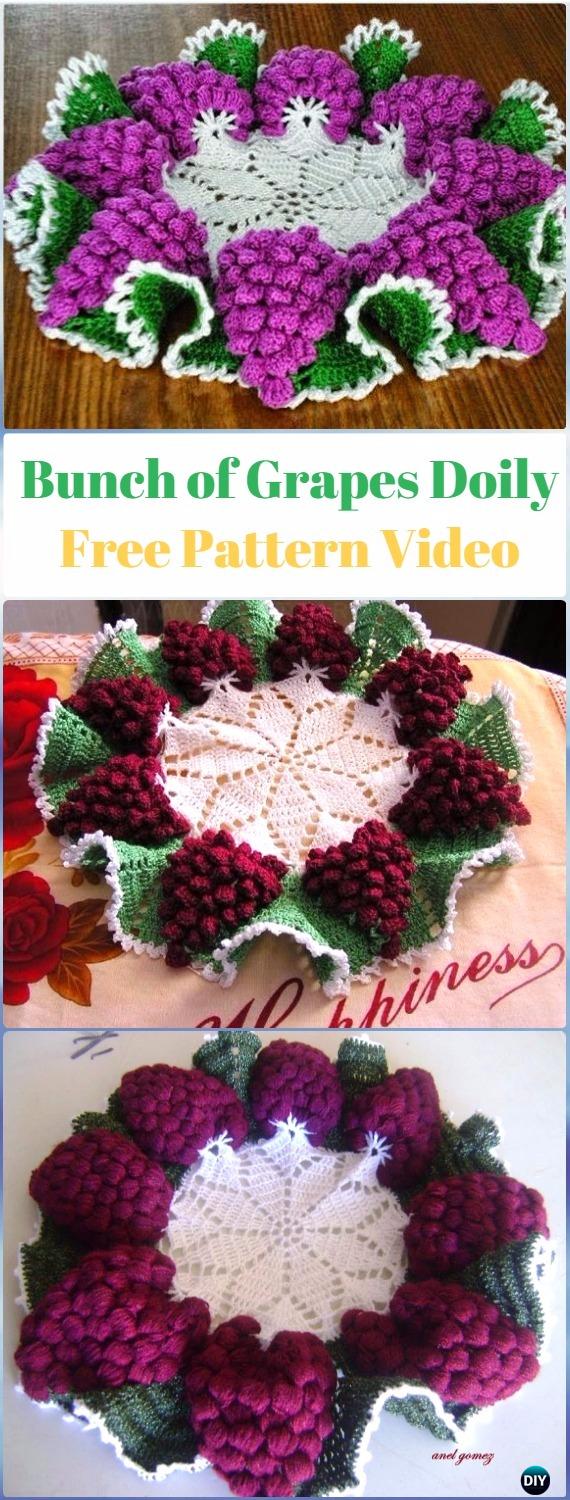 Crochet Bunch of Grapes Doily Free Pattern Video - Crochet Doily Free Patterns 