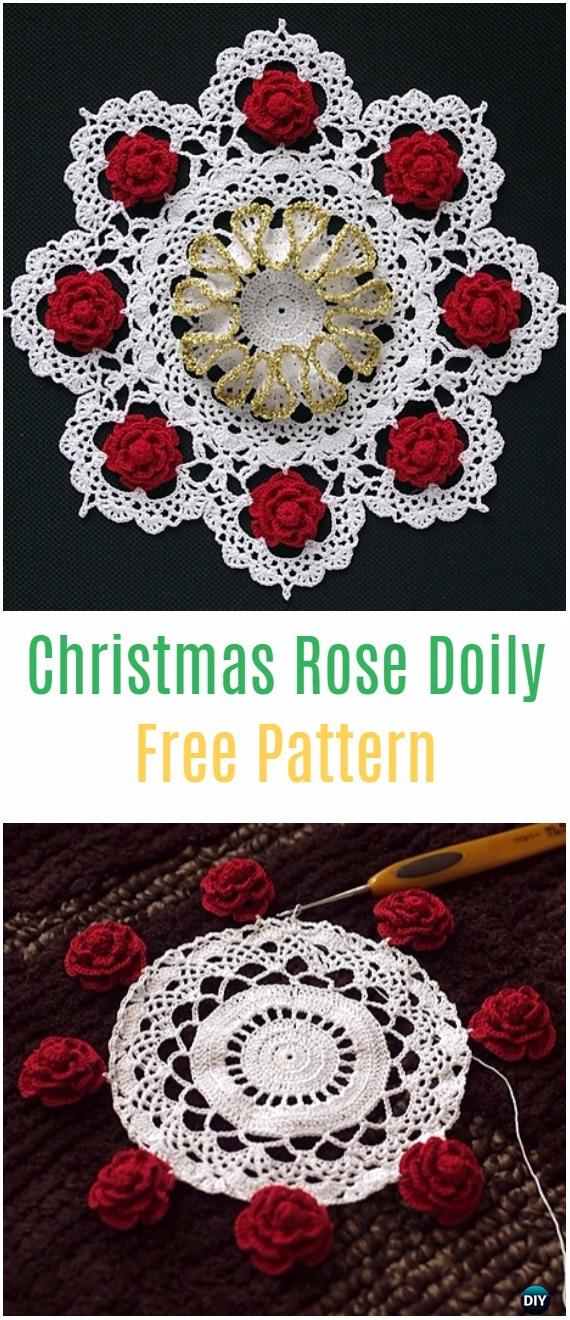 Crochet Christmas Rose Doily Free Pattern - Crochet Doily Free Patterns 