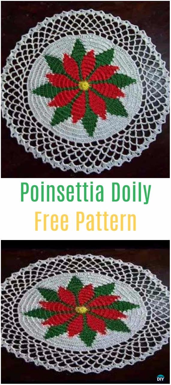 Crochet Christmas Poinsettia Doily Free Pattern - Crochet Doily Free Patterns 